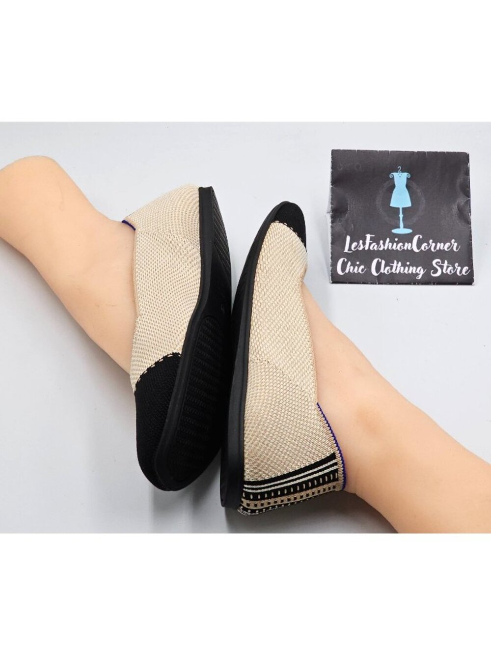 Rothy's Women's Black Beige The Square Slip-On Shoes Squared-Toe Flats Sz 9 2743 - Picture 16 of 16